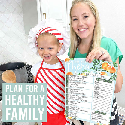 Hadley Designs Weekly Meal Planner for Fridge - Dinner Menu Board for Kitchen, Kraft Weekly Menu Board Dry Erase, Dry Erase Meal Planner for Fridge, Grocery List for Fridges with Conversion Chart