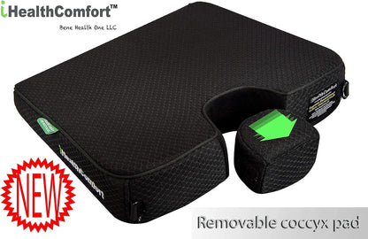 Wedge Seat Cushion Orthopedic Coccyx Tailbone Pain Relief Cushion, Memory Foam Ergonomic Wedge Pillow for Office Chair, Driving, Wheelchair, Gaming Non-Slip Bottom with Portable Handle