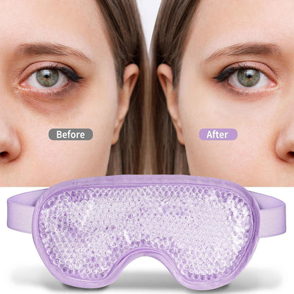 Cooling Eye Mask with Gel Beads, Reusable Cold Eye Mask for Puffy Eyes, Dark Circles, Sleep, Relaxation, Soft Cooling Eye Pads for Men Women（Purple）