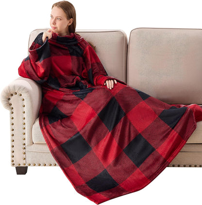 IFNOW Fleece Wearable Blanket with Sleeves, Oversized Snuggle Robe