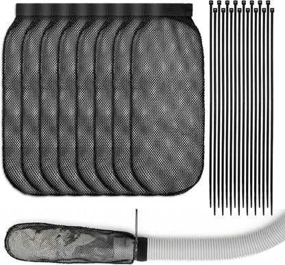 32-Piece Lint Trap and Cable Ties Set for Washing Machine, Includes 8 Nylon Mesh Lint Traps and 24 Cable Ties, Easy and Effective Lint Filtration (White)