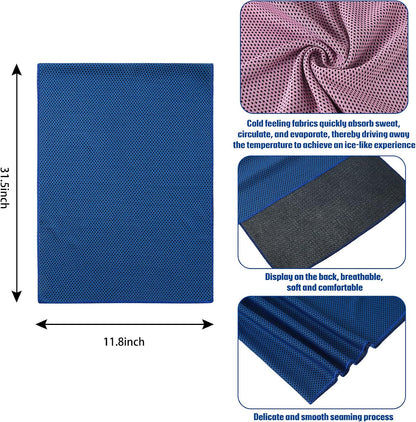 BBTO Cooling Towel Microfiber Ice Cool Cold Sport Face and Neck Soft Breathable Chilly Sweat Towel for Yoga Gym Workout Hot Weather Camping Running, 32 x 12 Inches