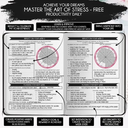 Freedom Mastery Daily Journal of Gratitude, Productivity & Habit Tracker | Undated 90-Day Planner with Daily Reflection, Mindfulness, Positivity, Vision Board & Stickers, Gratitude Journal for Women