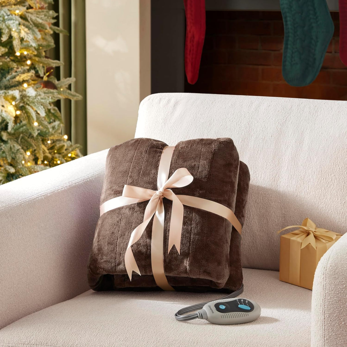 Beautyrest Reversible Heated Throw - Plush Sherpa Heating Blanket, Grey