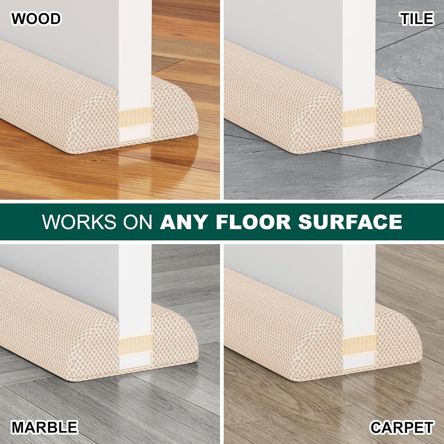 HADOR 30 Inch Door Draft Stopper, Fits 24-30" Doors, 0.5-1.7" Gaps, Gray | Double-Sided Under Door Gap Filler, Blocks Drafts, Dust, Light and Pet Hair, Easy Slide-On Fit, Machine Washable