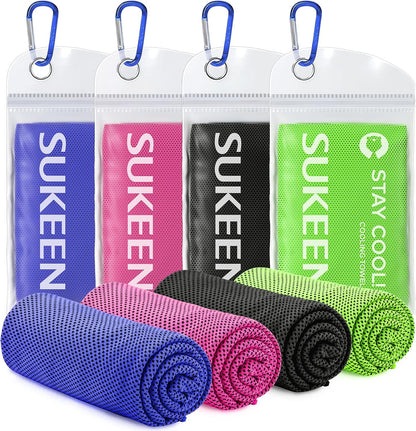 Sukeen 4 Pack Cooling Towels (40"x 12"), Cooling Neck Wraps, Soft Ice Towel