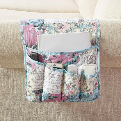 Brilliant Sunshine Burgundy Toile Floral Couch Armrest Cover, 35"×13" | Washable Magazine Holder, Armrest Organizer & Caddy on Sofa, Recliner, Armchair, Storage for Remote Controls, Phone, iPad
