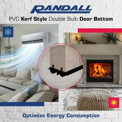 36" Kerf Slide-in Double Bulb Seal Weatherstrip Door Bottom – Durable Seal for Energy Efficiency & Draft Protection (Brown)