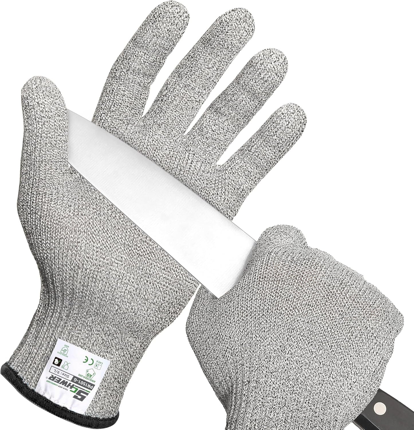 Schwer SlicePro ANSI Cut Resistant Gloves, Food Grade Cutting Glove for Kitchen Food Prep, Mandoline Gloves for Meat Cutting, Oyster Shucking, Fish Fillet Processing, PR1501-G, L | Non PFAS, No Glass Fiber, for Kitchen Food Prep, Mandolin Slicing, Meat