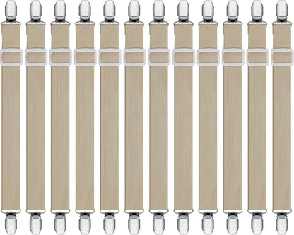Boao 12 Pcs Bedsheet Strap Elastic Clip, White, 4-8 Inch Length