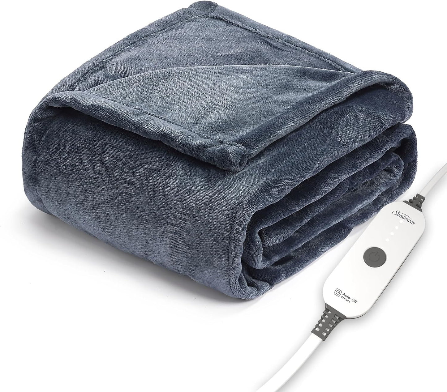 Sunbeam Royal Posh Dove Grey Heated Personal Throw / Blanket, Cozy-Warm, Adjustable Heat Settings