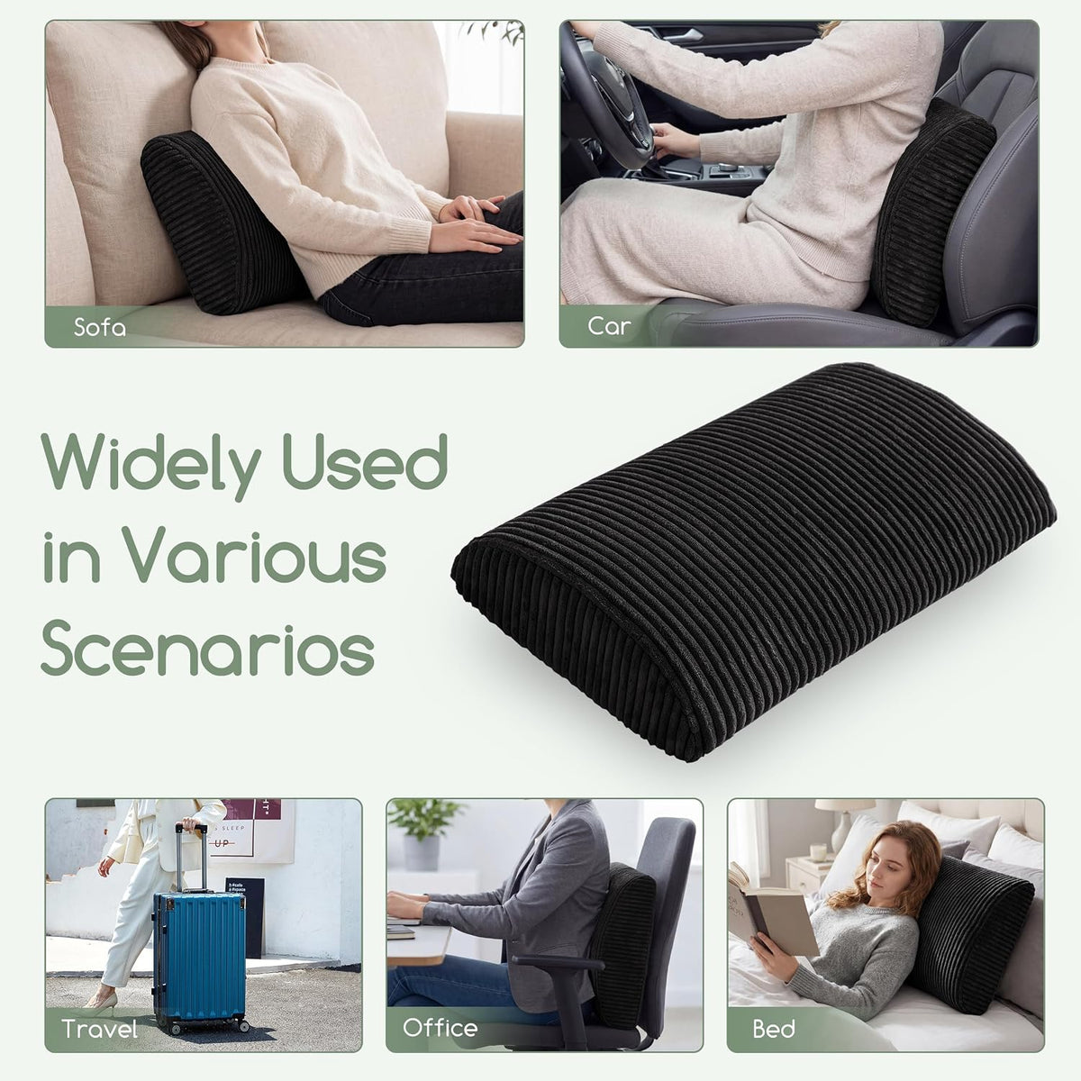 HIGOGOGO Lumbar Support Pillow for Recliner Chair/Accent Chair/Couch, Memory Foam Back Support Cushion for Elderly, Recliner Cushions for Back Rest, Pain Relief, Reading, Washable Cover, Brown