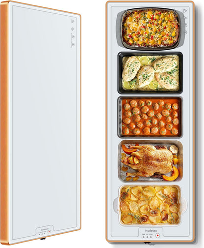 Warming Mat for Food,Extra Long 40"x12",Tempered Glass Warming Tray, Black