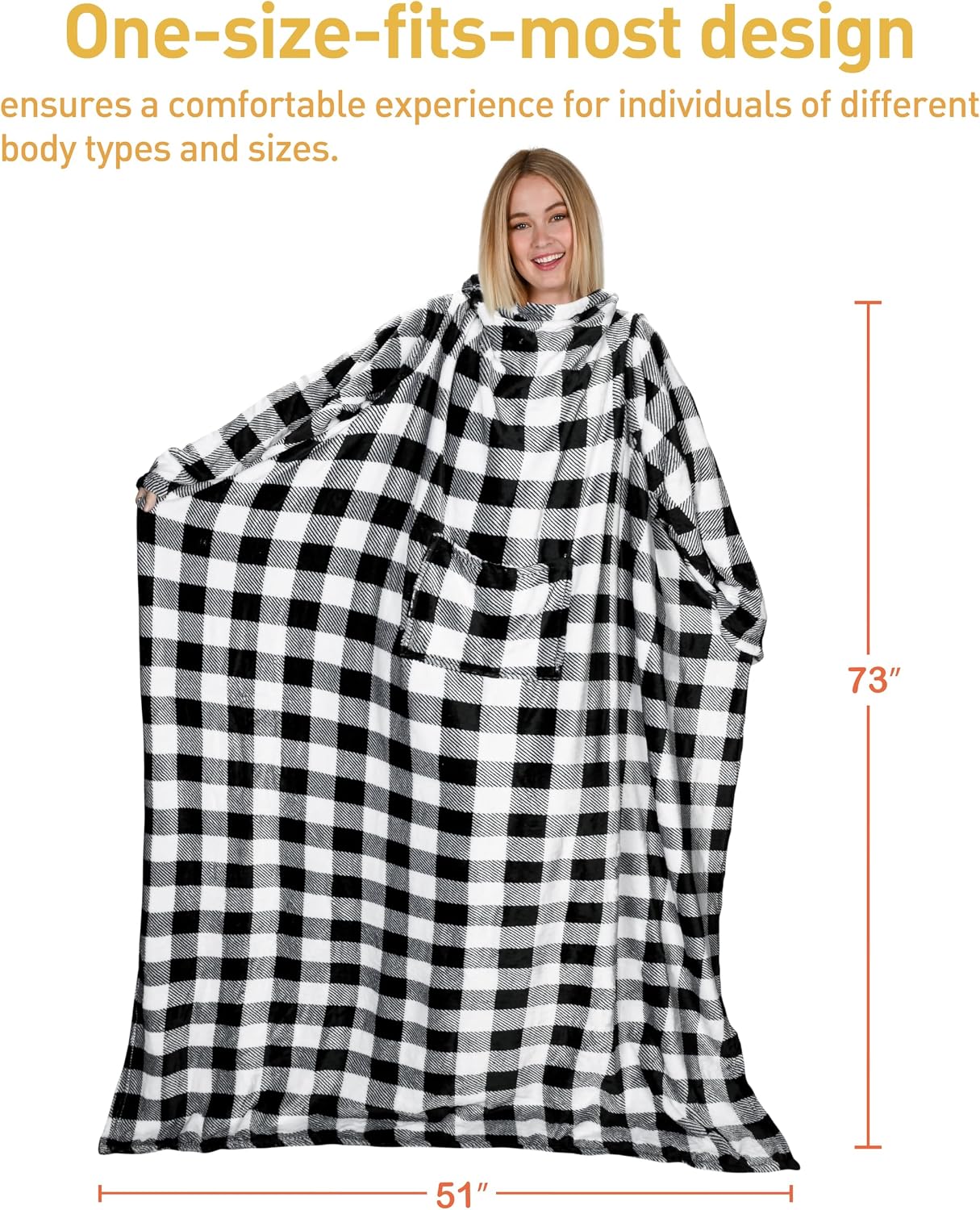 Catalonia Wearable Blanket with Sleeves for Women & Men, Fleece Wrap Throw | Cozy Sleeve Design for Hands-Free Comfort, Perfect for Reading, TV Time & Relaxing, Christmas & Birthday Gift