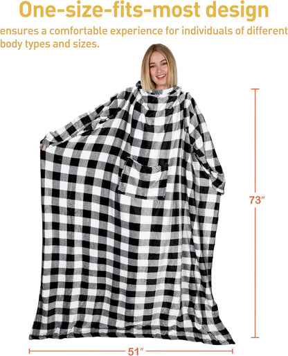 Catalonia Wearable Blanket with Sleeves for Women & Men, Fleece Wrap Throw | Cozy Sleeve Design for Hands-Free Comfort, Perfect for Reading, TV Time & Relaxing, Christmas & Birthday Gift