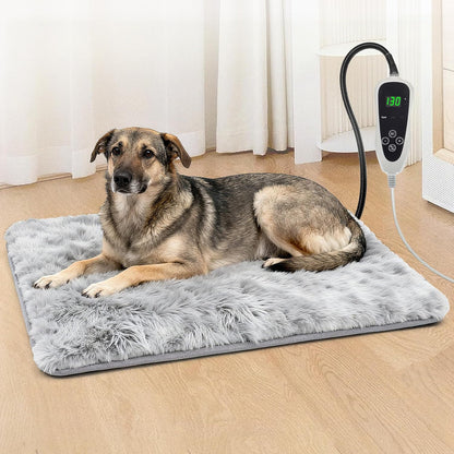 Cat Heating Pad 18x18 in with Smart Thermostat Switch and Power Line Protection Tube,Obtained MET and UL Dual Certification,Waterproof Pet Heating Pad for Cats, Long Velvet Cloth Cover