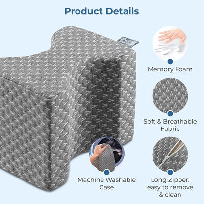 5 STARS UNITED Half Moon Bolster Semi-Roll Pillow and Knee Pillow for Side Sleepers - Bundle, 100% Memory Foam