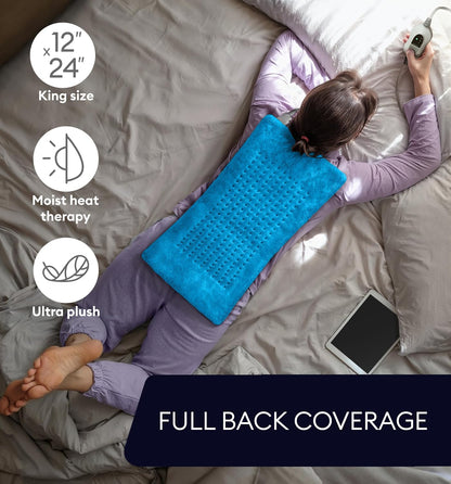 GENIANI Back Pain & Relaxation Gifts for Women – Electric Heating Pad for Back, Neck & Shoulders, Soft Microplush Electric Throw Heating Pad for Period Comfort, Fast Heating, Auto Shut Off, 12"x24"