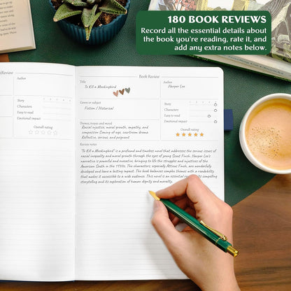 Legend Reading Journal for Book Lovers – Reading Log Tracker for Adults & Kids – Book Nerd Gifts & Accessories, 180 Reviews (Mint Cream)