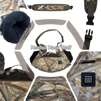 Heated Hand Muff, Electric Heating Hand Warmer Pouch, Suitable for Outdoor Hunting, Sports, Photography, Golf, Football in Cold Winter Keep Warmth (Batteries no Including)