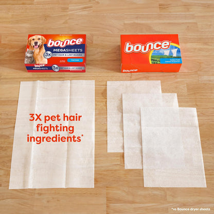 Bounce Pet Hair and Lint Guard Mega Dryer Sheets with 3X Pet Hair Fighters, Fresh Scent, 180 Count