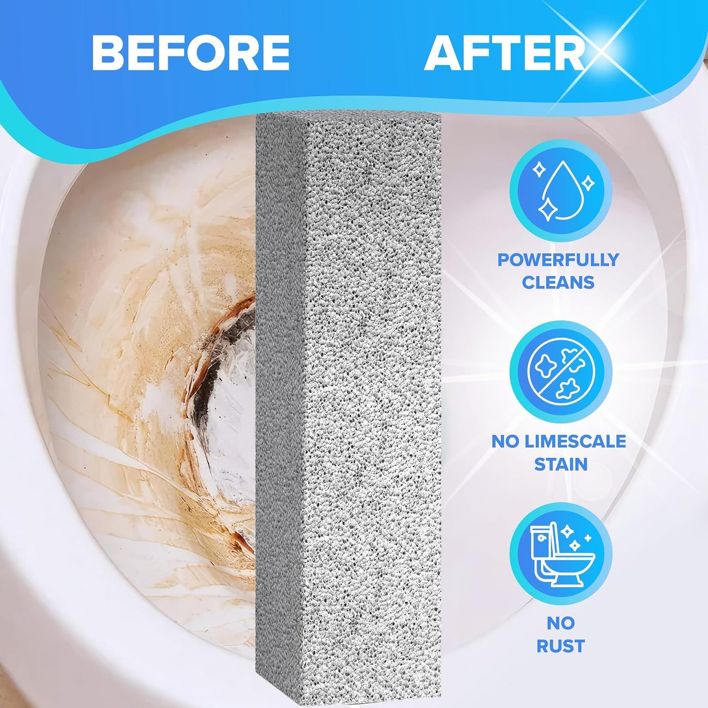 DISIWENE Pumice Cleaning Stone with Handle Toilet Bowl Cleaner Hard Water Ring Remover for Bath/Pool/Kitchen/Household Cleaning (4, 4 Pack with Handle)
