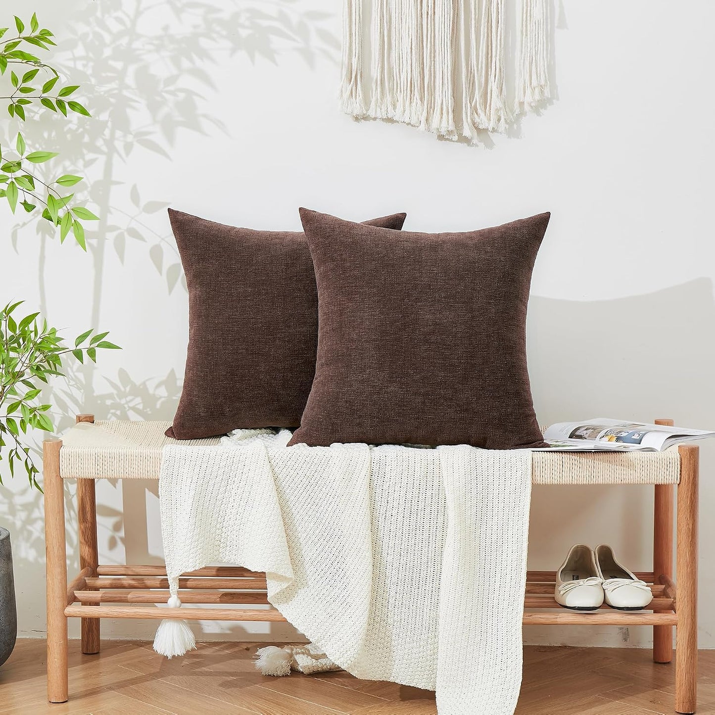 GAWAMAY Lumbar Support Pillow Decorative Rectangle Throw Pillow Covers 12"x20" Inch Set of 2, Soft Chenille Fall Pillowcase for Living Room Bedroom Sofa Couch Cushion Cover Grey 30x50cm (No Insert)