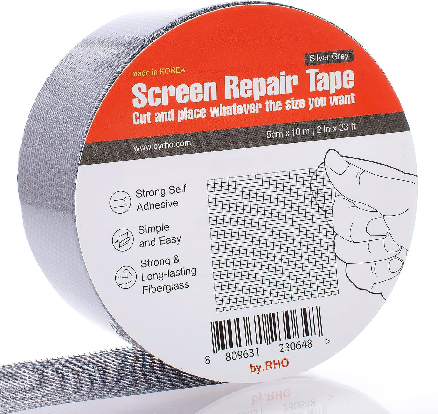 by.RHO Screen Repair Tape – Strong Self-Adhesive Window & Screen Door Repair Kit, Fiberglass Screen Patch 2"×33ft, Easy Cut and Apply, Indoor-Safe Adhesive, All-Weather (Black)