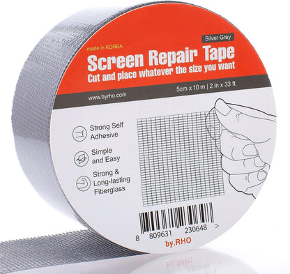 by.RHO Screen Repair Tape – Strong Self-Adhesive Window & Screen Door Repair Kit, Fiberglass Screen Patch 2"×33ft, Easy Cut and Apply, Indoor-Safe Adhesive, All-Weather (Black)