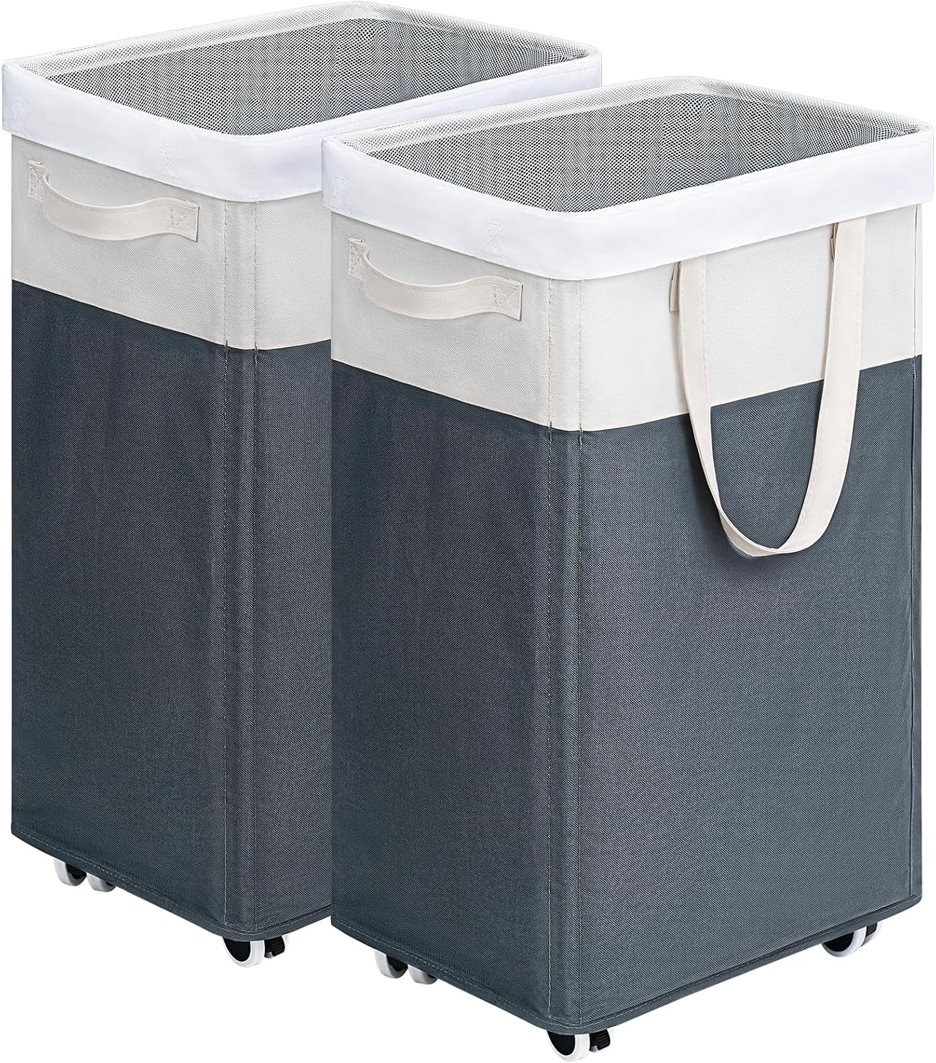 Goodpick 75L Laundry Basket with Wheels & Removable Wash Bag for Dorm | Rolling Laundry Basket with Handles for Dirty Clothes, Fodable Hamper for Laundry Room, Dorm Room Essentials, Grey