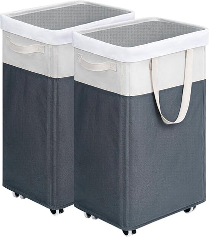 Goodpick 75L Laundry Basket with Wheels & Removable Wash Bag for Dorm | Rolling Laundry Basket with Handles for Dirty Clothes, Fodable Hamper for Laundry Room, Dorm Room Essentials, Grey