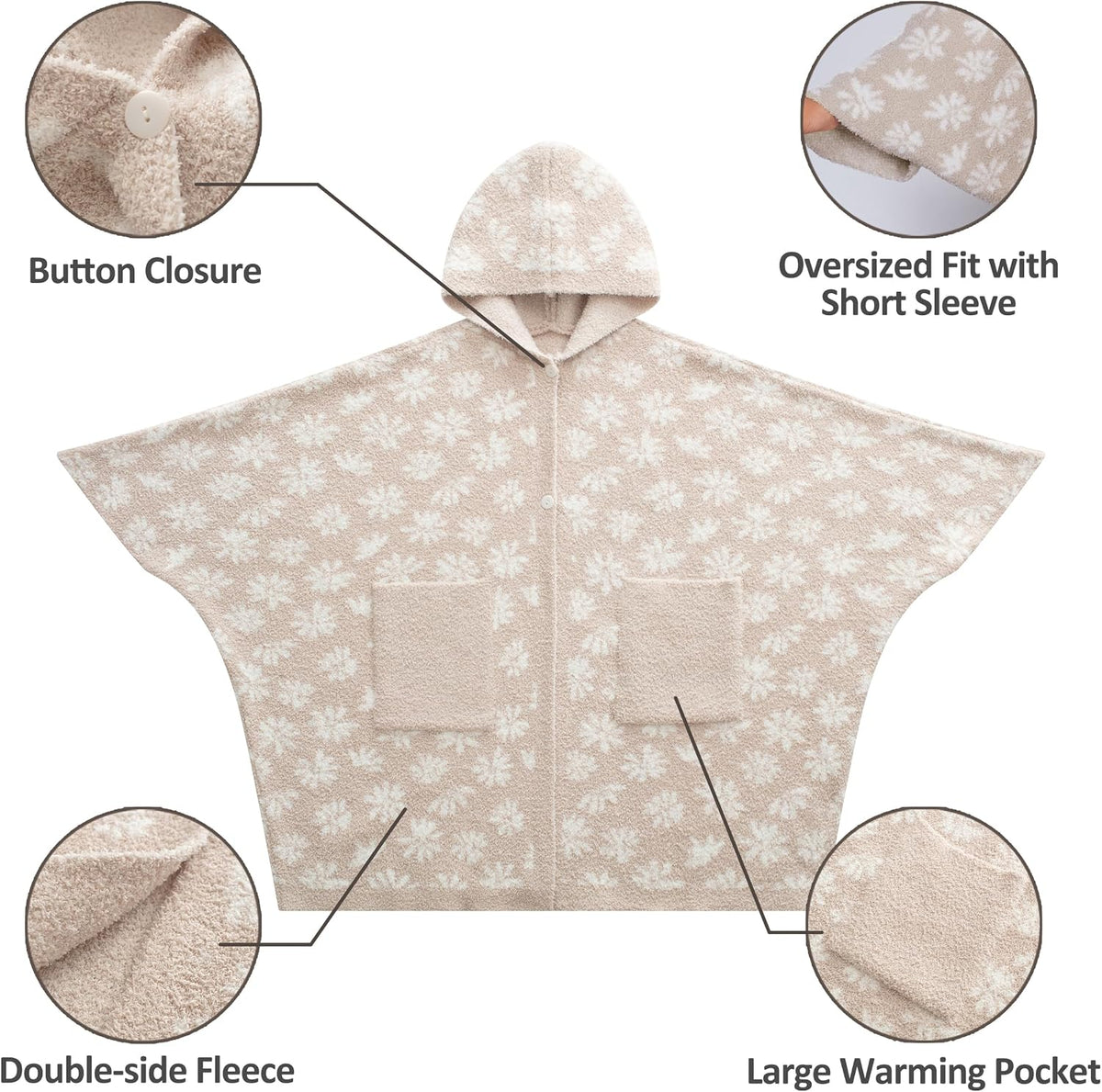 WDCOZY Wearable Blanket Hoodie Poncho Throw Comfy Soft Warm Cape Shawl Cozy Cloak Wrap Hooded with Sleeves For Women Adults