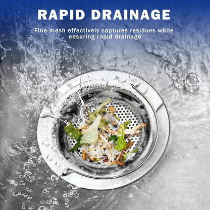 2 Pack Kitchen Sink Drain Strainer with Handle, Universal Stainless Steel Food Catcher Basket, Rust Free, Fits Most Kitchen Sinks