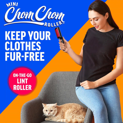 ChomChom Roller Pet Hair Remover – Reusable Lint Roller Pet Hair Removal Tool for Clothes, Couches, Cars and Travel - Cat Dog Hair Remover, Compact, No Sticky Refills Needed (Mini Roller)