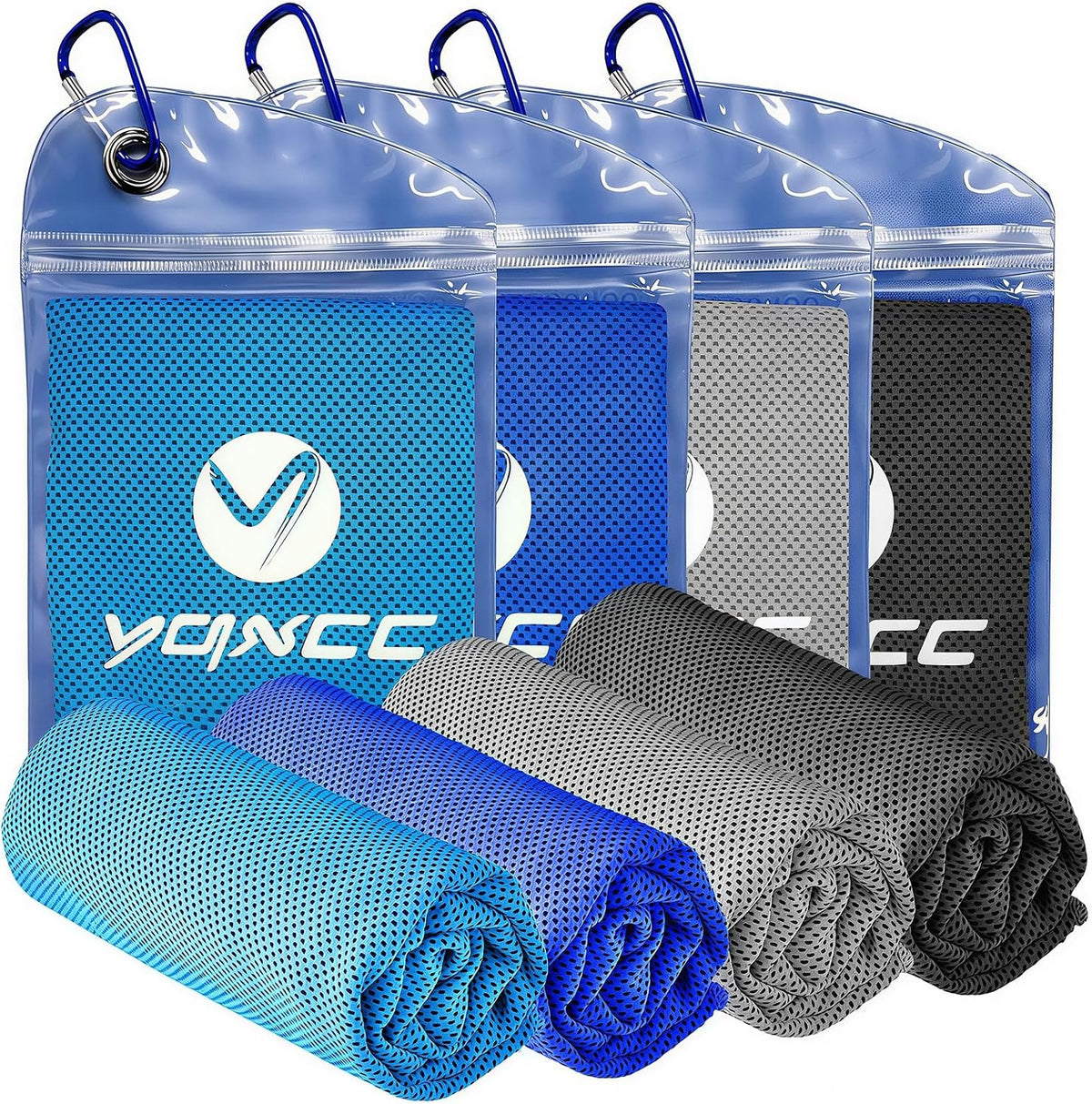 YQXCC 4 Pack Cooling Towels (40"x12"), Ice Cool for Neck & Face
