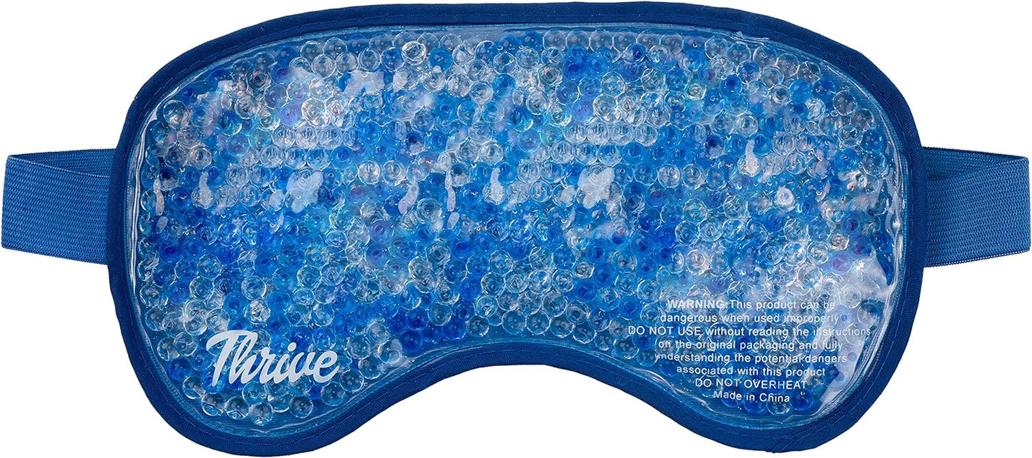 Thrive Gel Beads Eye Mask - Cold Compress for Dark Circles & Puffy Eyes - Hot Compress for Migraine Relief & Post-Surgery Swelling - Sleep Mask Blackout & Ice Pack for Face - Midnight, Pack of 1