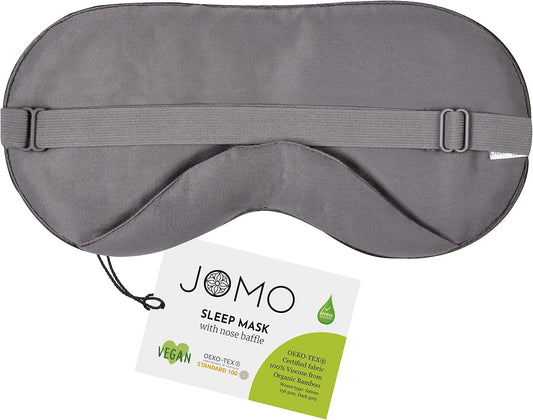 100% Bamboo Viscose Sleep Eye Mask - Dark Gray - Superior to Cotton - Light Blocking Travel Blindfold for Men & Women - Ultra-Soft & Comfortable with Adjustable Strap for Restful Sleep - by JoMo