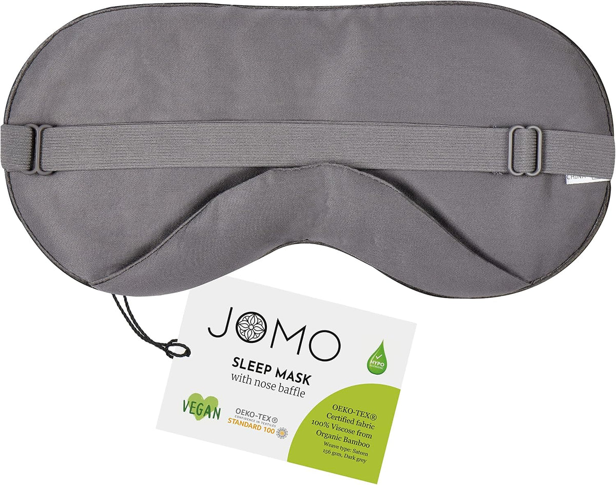 100% Bamboo Viscose Sleep Eye Mask - Dark Gray - Superior to Cotton - Light Blocking Travel Blindfold for Men & Women - Ultra-Soft & Comfortable with Adjustable Strap for Restful Sleep - by JoMo
