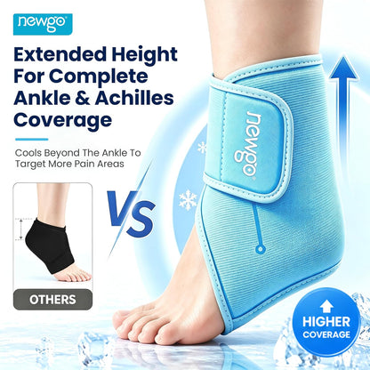 NEWGO Ankle Ice Pack Wrap for Plantar Fasciitis, Swelling & Sprain Relief
