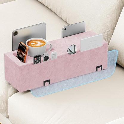 Removable Sofa Armrest Couch Caddy with Cup Holder Insert Between Cushions | Sofa Accessories Storage, Couch Armrest Pillow Table with Drink Holder