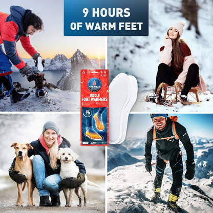 THE HEAT COMPANY Insole Foot Warmers - 6, 12 or 32 Pairs – S, M, L, XL – 9h of Warmth - Air Activated Feet Warmers - Purely Natural - Toe Warmers for Feet - Insole Foot Warmers for Women & Men