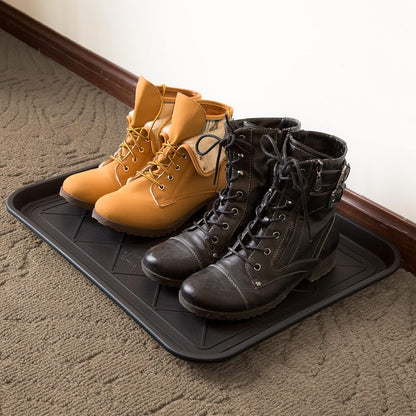 All-Weather Boot Tray - Water-Resistant Plastic Mud Pan, Pet Food Tray, and Outdoor or Indoor Shoe Mat for Entryway by Stalwart (Black)