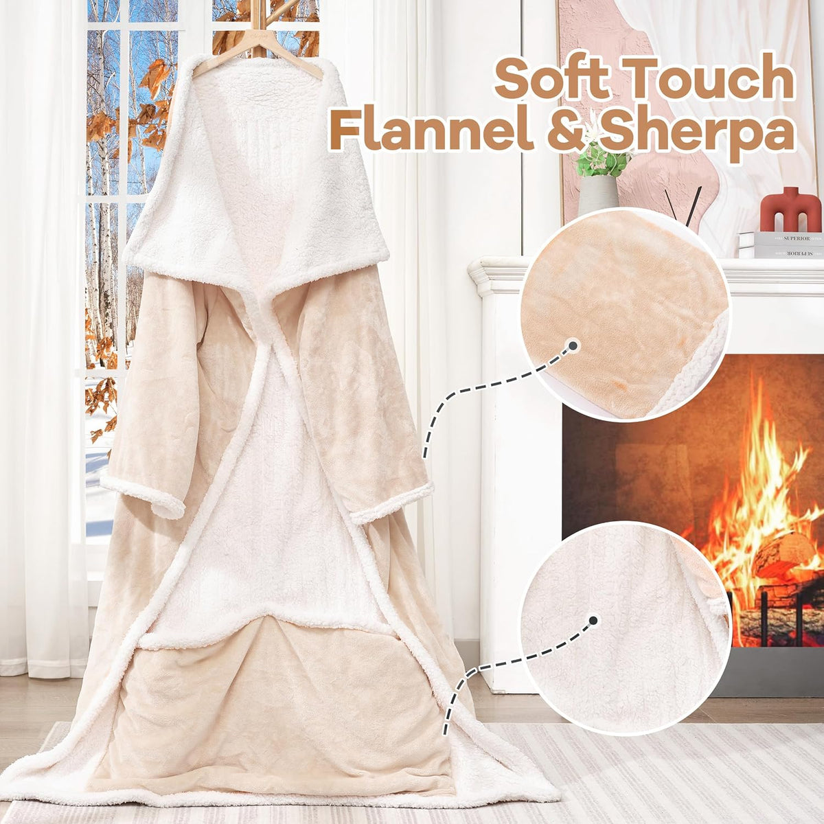 MAXEVE Heated Wearable Blanket with Foot Pocket & Sleeves Electric Snuggle