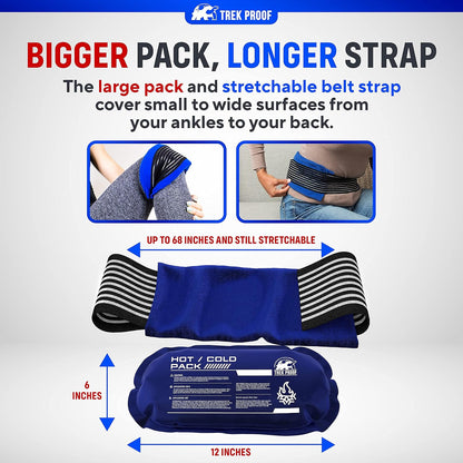 Ice Packs for Injuries Reusable (3-Piece Set) – Hot and Cold Ice Pack Therapy Gel Wrap Support – Supports Recovery, Joint and Muscle Pain – Knees, Back & More (3 Piece Set - Classic)