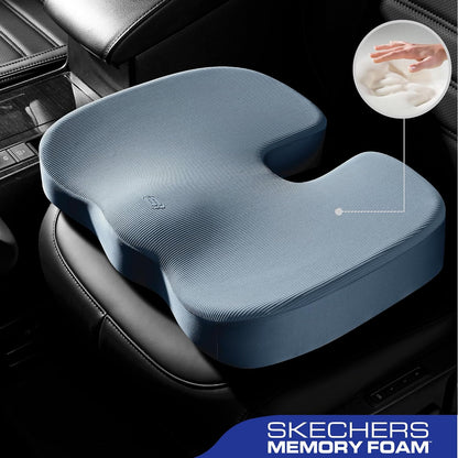Skechers Memory Foam Seat Cushion,Office Chair Cushion for Tailbone Pain Relief,Butt Pillow for Office Chair,Car seat Cushion,Computer Desk,Long Sitting Office Workers,and Car Drivers,Black