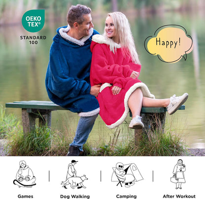Bedsure Wearable Blanket Sherpa Hoodie Gifts, Sweatshirt, Grey, Standard
