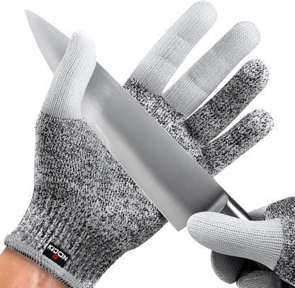 NoCry Premium Cut Resistant Gloves Food Grade — 100% Food Safe — Level 5 Meat Cutting Glove for Chefs & Butchers — Perfect Mandoline Glove or Oyster Shucking Gloves with Superior Comfort & Dexterity