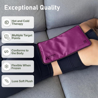 Medium Flexible Gel Ice Packs Reusable - Hot and Cold Soft Ice Packs for Injuries Reusable for Ankle, Arm, Foot, Leg, Back Pain Relief - 8" x 12" - Purple