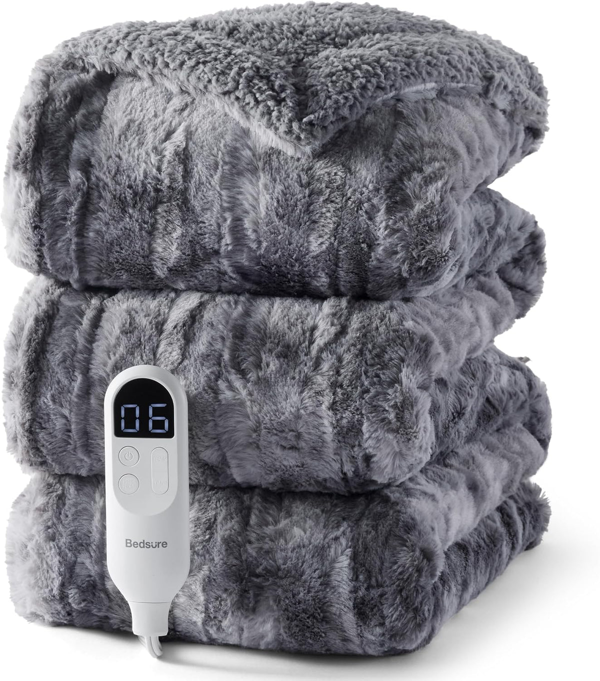 Bedsure Heated Blanket Throw, Soft Electric Blanket with Preheat, Cream