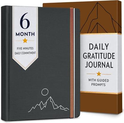 Gratitude Journal for Men, 6-Month Guided Daily Prompts, Fabric Hardcover